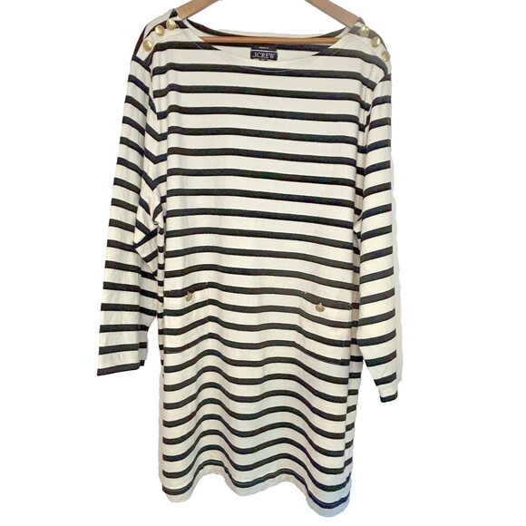J.Crew NWT Mariner Cloth Shirtdress 3X Gold Buttons Pockets Nautical Preppy - Picture 1 of 10